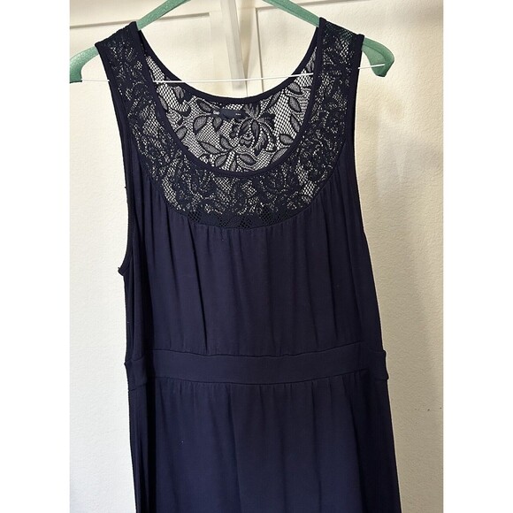 Gap Women's Navy Blue Maxi Dress with Lace Top Large  and Very Long - Picture 2 of 9
